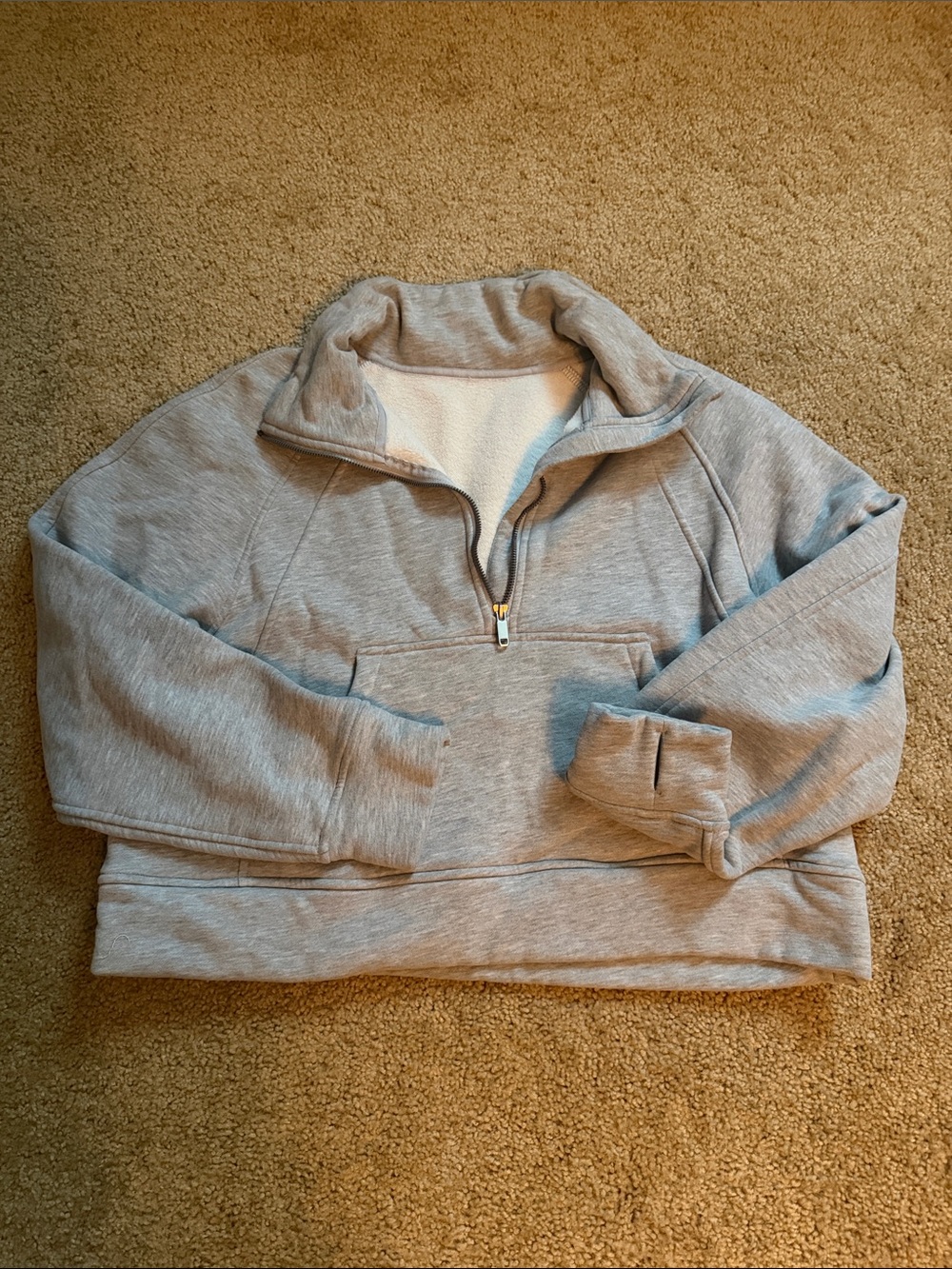 Half-Zip Pullover Crop Fleece - Light Gray